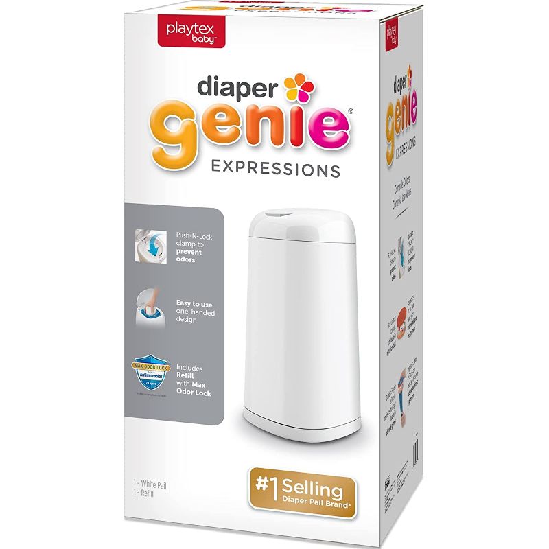 Photo 1 of Diaper Genie Expressions Pail | Odor-Controlling Baby Diaper Disposal System | Includes Diaper Pail & 1 Starter Refill Bag
