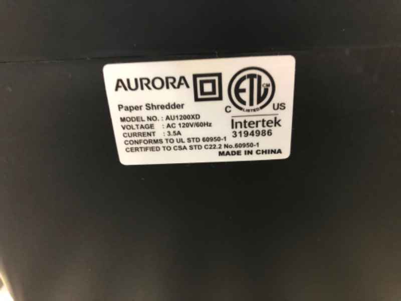 Photo 2 of Aurora Compact Desktop-Style 12-Sheet Crosscut Paper and CD/Credit Card/ Junk Mail Pullout Basket Shredder