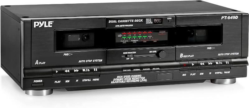 Photo 1 of Pyle Home Digital Tuner Dual Cassette Deck | Media Player | Music Recording Device with RCA Cables | Switchable Rack Mounting Hardware | CrO2 Tape Selector | 110V/220V
