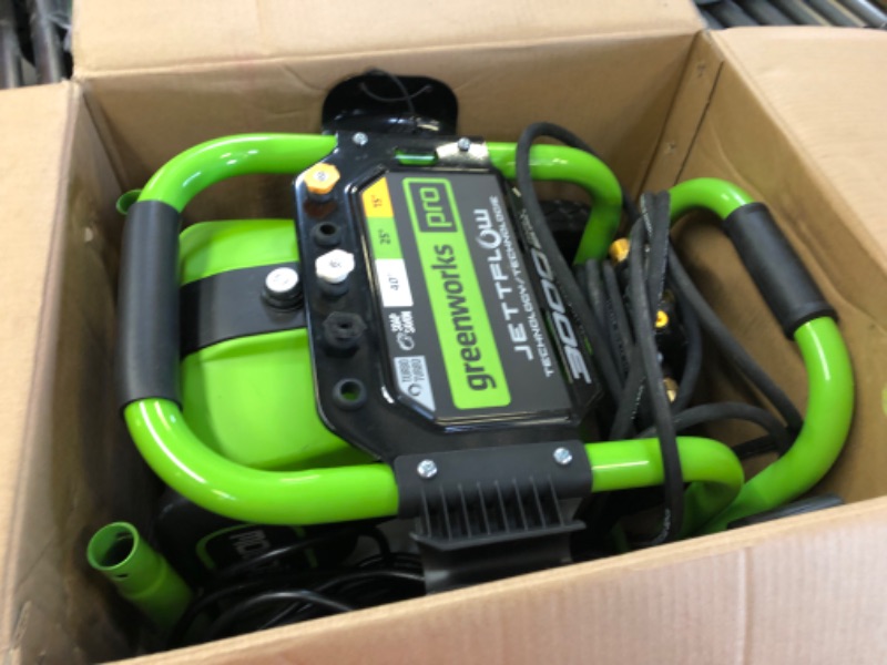 Photo 2 of Greenworks 3000 PSI (1.1 GPM) TruBrushless Electric Pressure Washer (PWMA Certified) & 3300 PSI Universal Pressure Washer Spray Tip Attachments (5 Pack) 5202402
