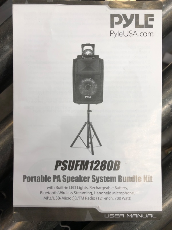 Photo 1 of Pyle Portable PA Speraker System Bundle Kit----Minor scrapes, Missing Power Cord