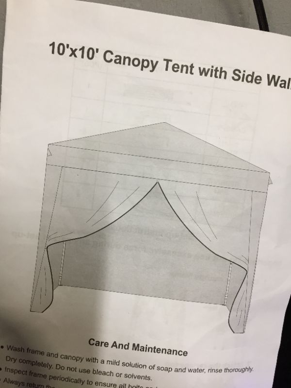 Photo 2 of 10X10 CANOPY TENT WITH SIDE WALL 
