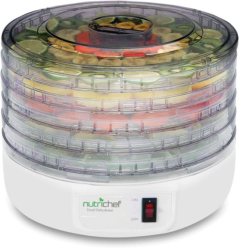 Photo 1 of Electric Food Dehydrator Machine, Professional Multi-Tier Kitchen Food Appliances, Meat or Beef Jerky Maker, Fruits and Vegetable Dryer with 5 Stackable Trays, High-Heat Circulations- NutriChef PKFD12
