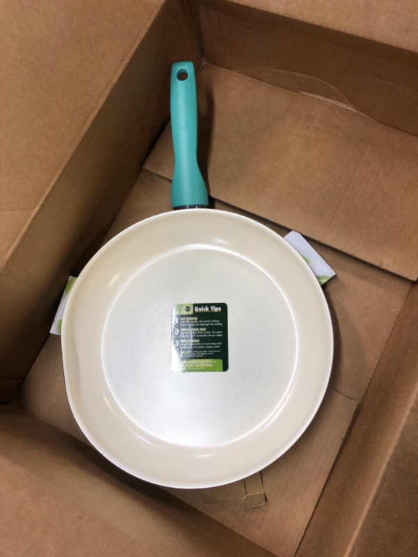 Photo 2 of GreenPan Rio Healthy Ceramic Nonstick 12" Frying Pan Skillet, PFAS-Free, Dishwasher Safe, Turquoise
