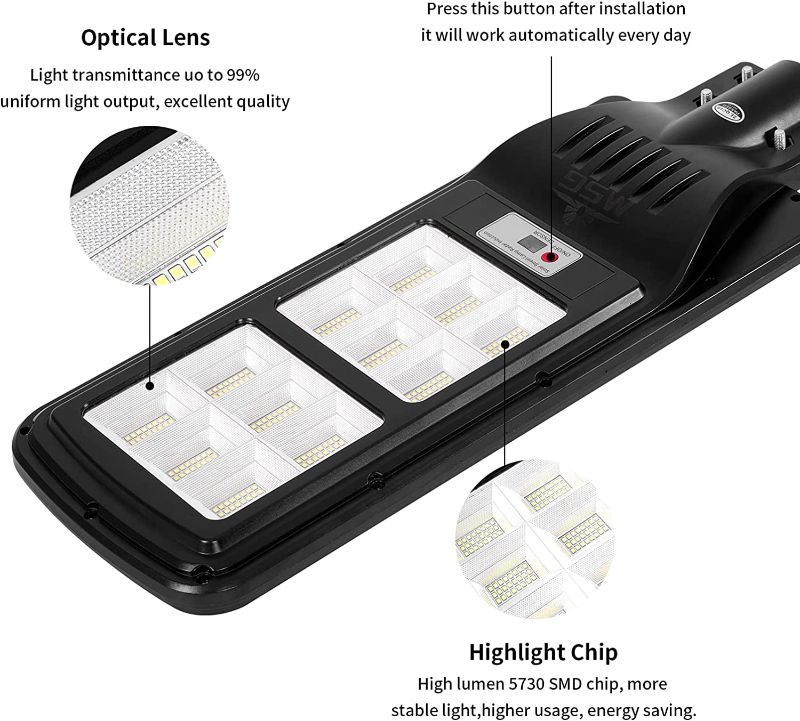 Photo 1 of 200W Solar Street Lights Outdoor Lamp, 288 LED 10000 Lumen, Light Control, IP65 Waterproof Dusk to Dawn Security Led Flood Light for Yard, Garden, Street, Basketball Court 
