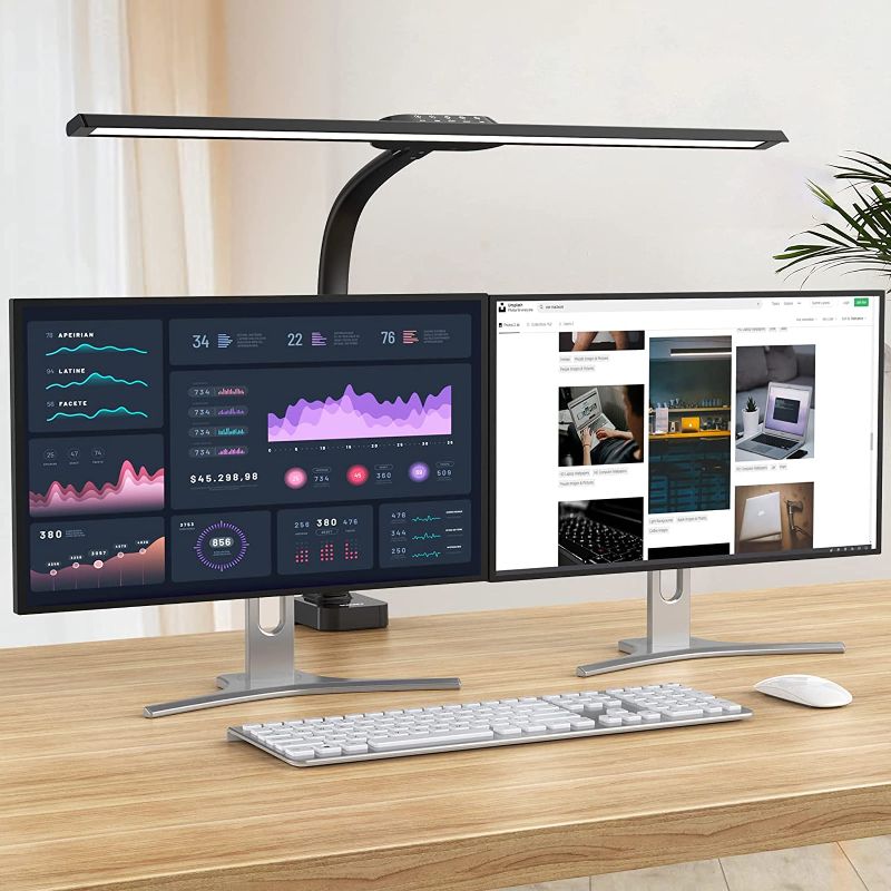 Photo 1 of LED Desk Lamp, 24W Architect Desk Lamp with Clamp 31.5" Wide Office Light 1800LM Large Bright Desk Lights with Auto Dimming, 5 Color Modes, Timer, Tall Desk Lamps for Home Office
