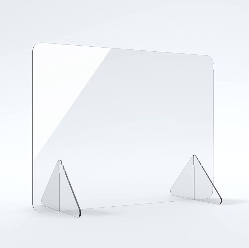 Photo 1 of 18”H x 24”L (No Slot) Plexiglass Sneeze Guard for Desk Counter School Student Desk | Ships Fast | Multiple Sizes | Made in USA | 24”L x 18”H
