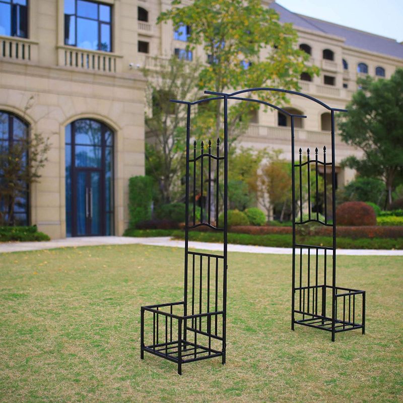 Photo 1 of Better Garden Steel Garden Arch Plant Basket, 6'8" High x 4'11" Wide, Garden Arbor for Various Climbing Plant, Outdoor Garden Lawn Backyard
