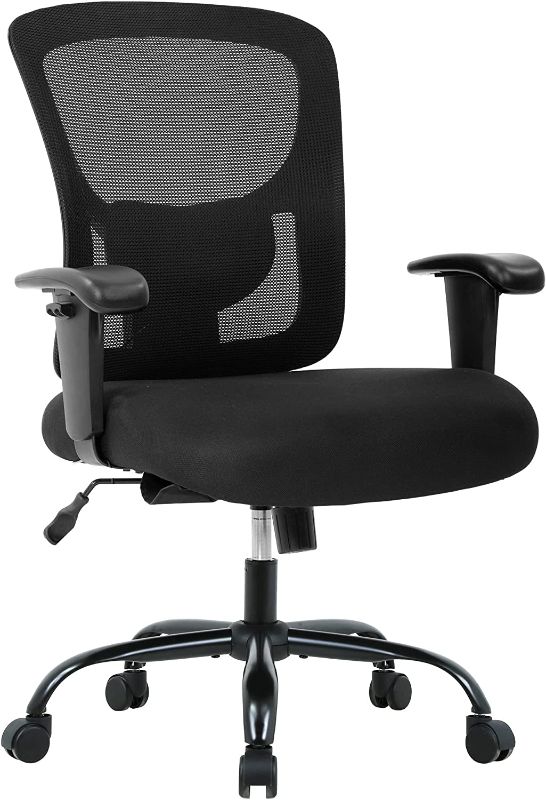 Photo 1 of BestOffice 400lbs Wide Seat Desk Computer Lumbar Support Adjustable Arms Task Rolling Swivel Mesh Executive High Back Ergonomic Chair for Adults Women, Black
