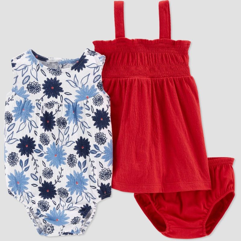 Photo 1 of Carter's Just One You® Baby Girls' 2pk Floral Dress Romper - Red/Blue
Size: NEW BORN 
