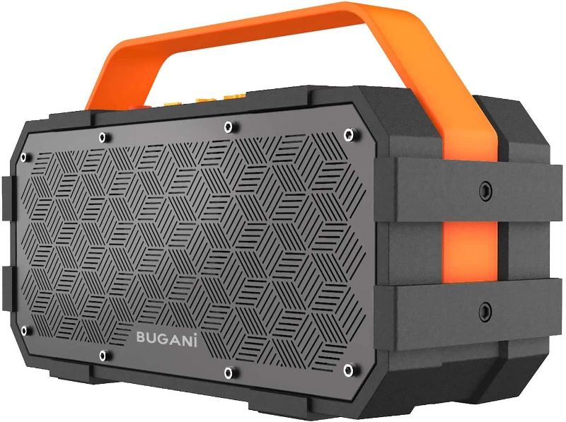 Photo 1 of Bluetooth Speaker, Bugani M90 Portable Bluetooth Speaker with 30W Stereo Sound and Deep Bass,Long-Term Playback,Bluetooth 5.0 100ft Wireless Range, Support TF Card/AUX, Built-in Mic, for Home.
