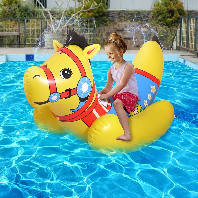 Photo 1 of YIEZI Inflatable Pool Floats for Adult and Kids Swimming Pool Accessories Family Summer Beach Funny Water Floaties Large Blow Up Rafts Floaty Party Toy with Back and Drink Holder
