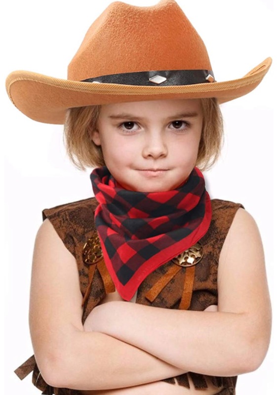 Photo 1 of AMOR PRESENT Cowboy Hat with Buffalo Bandanna, Junior Brown Cowboy Hat for kids Toddler Cowgirl Hat for Birthday and Masquerade Party Cosplay