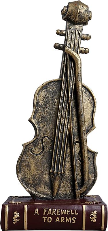 Photo 1 of 12''-Violin Sculpture Decor Vintage Musical - Instrument Resin Crafts Statue Collectible Accents Bookshelf Desktop Musicians Room Romantic Home Decoration (Bronze Violin)