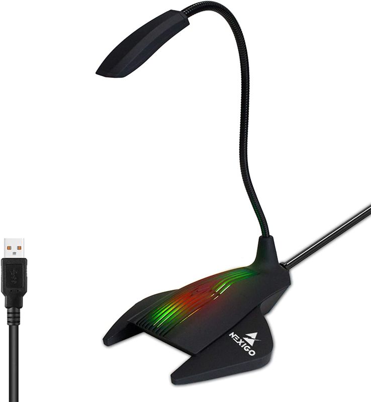 Photo 1 of NexiGo USB Computer Microphone, Desktop Microphone with Adjustable Gooseneck and LED Indicator, Compatible with Windows/Mac/Laptop/Desktop, Ideal for YouTube, Skype, Zoom, Gaming Streaming
()FACTORY SEALED)