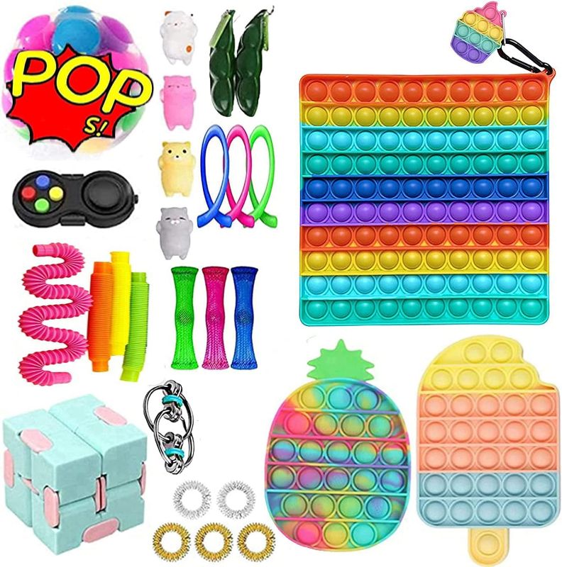 Photo 1 of Anxiety Toy Pack; Value Pack Sensory Bubble Squeeze Toys; Mesh Marbles Stress Relief Toys, Mesh Marble Tube for Anxiety, for Adults (26 4 Bag)
