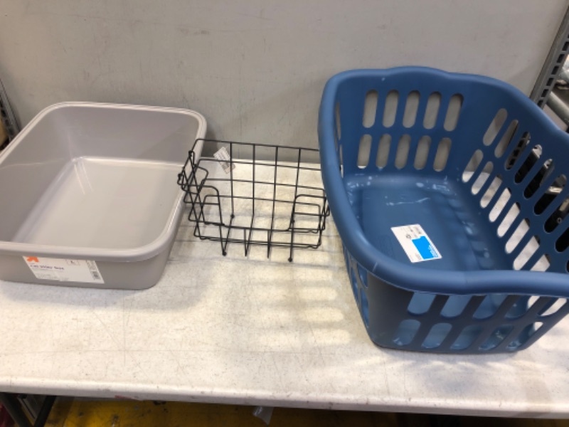 Photo 1 of 3 PIECE BUNDLE LAUNDRY BASKET, SMALL WIRE  BASKET AND CAT LITTER BOX