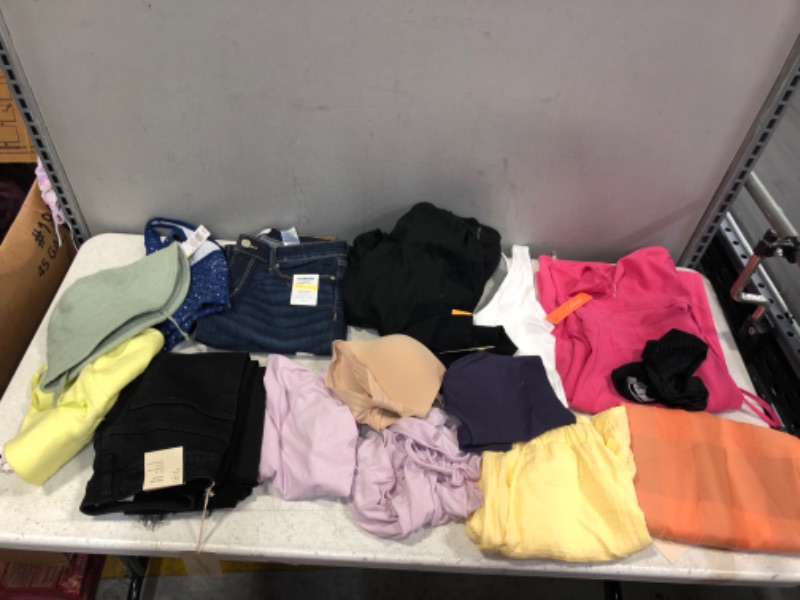 Photo 1 of BOX LOT---- VARIOUS WOMEN CLOTHING ITEMS AND SIZES