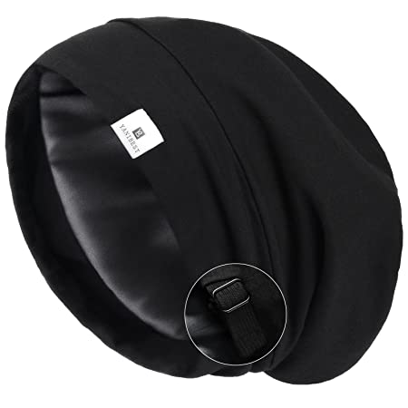 Photo 1 of YANIBEST Slouchy Beanie Hat Satin Lined Sleep Cap Satin Bonnet Chemo Headwear Caps for Women and Men Pure Black
m