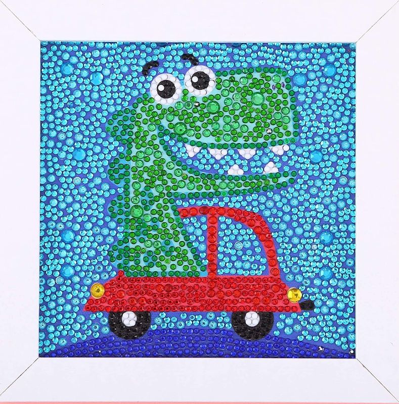 Photo 1 of Easy 5D Diamond Painting Kit for Kids Diamond Art Kits Easy Diamond Dotz for Beginner with White Frame for Kids & 32 pc Jumbo Sidewalk Chalk