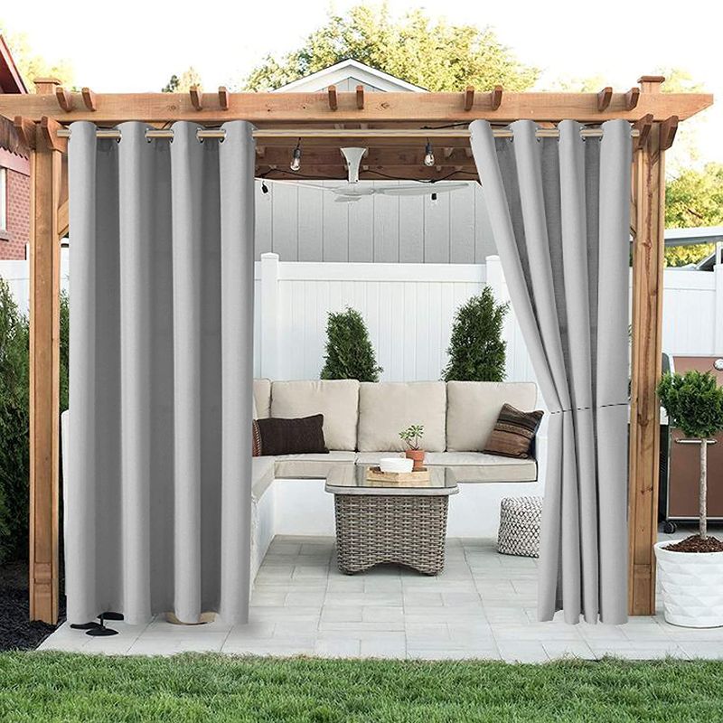 Photo 1 of LORDTEX Linen Look Indoor/Outdoor Curtains, 52 x 95 Inch, Light Grey – Waterproof, Privacy, Sun Blocking Textured Grommet Curtains for Patio, Pergola, Porch, Deck, Lanai, and Cabana, Set of 2 Panels
