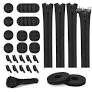 Photo 1 of 126pcs Cord Management Organizer Kit 4 Cable Sleeve with Zipper,10 Self Adhesive Cable Clip Holder,10pcs and 2 Roll Self Adhesive tie and 100 Fastening Cable ...