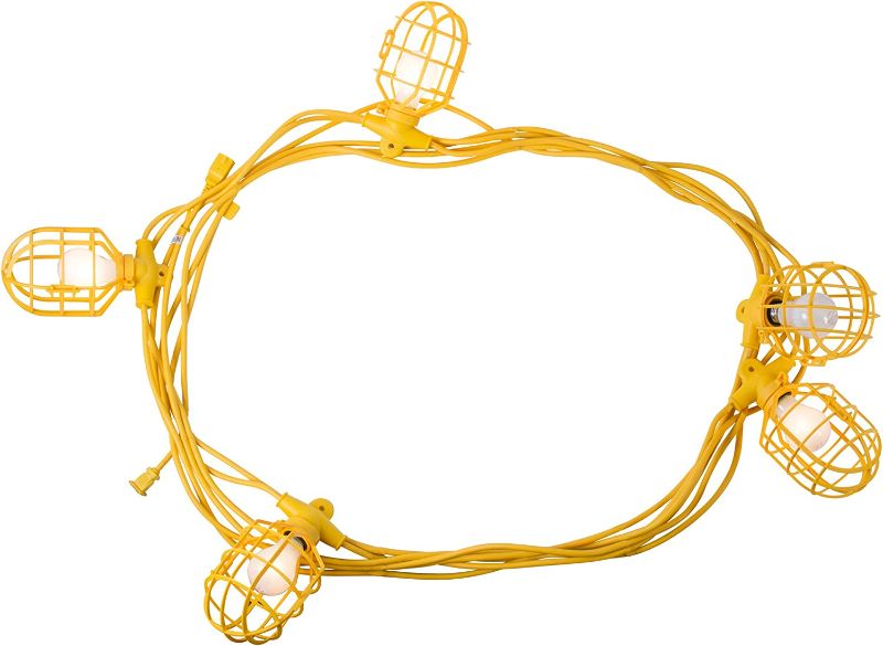 Photo 1 of Bergen Industries Inc GL50142MPC 5-Light Temporary Light Stringer, 50 ft, 14 AWG , Yellow
