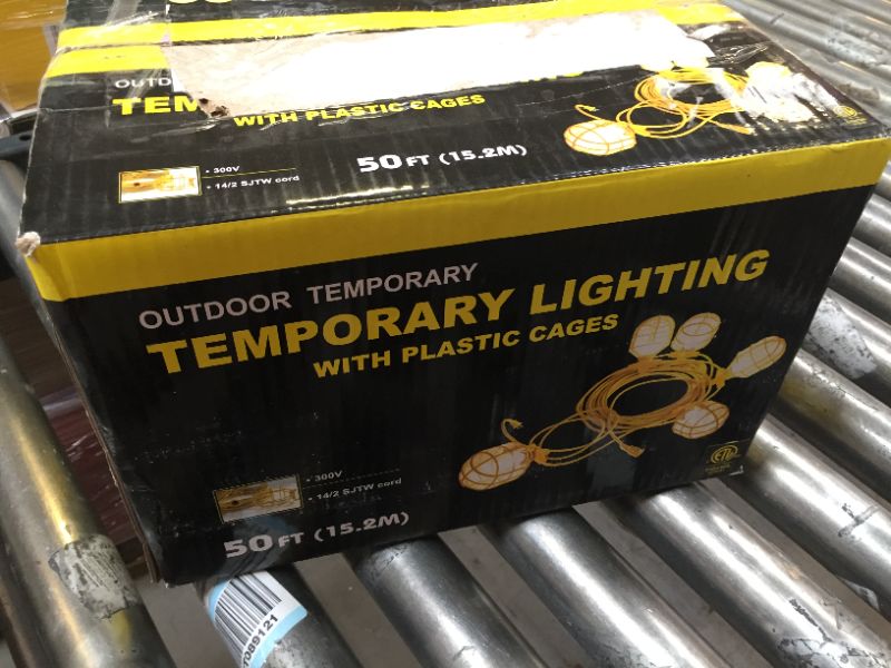 Photo 1 of Bergen Industries Inc GL50142MPC 5-Light Temporary Light Stringer, 50 ft, 14 AWG , Yellow
