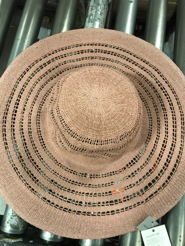 Photo 2 of  Women's Open Weave Wide Brim Straw Hat - A New Day Dusty Pink