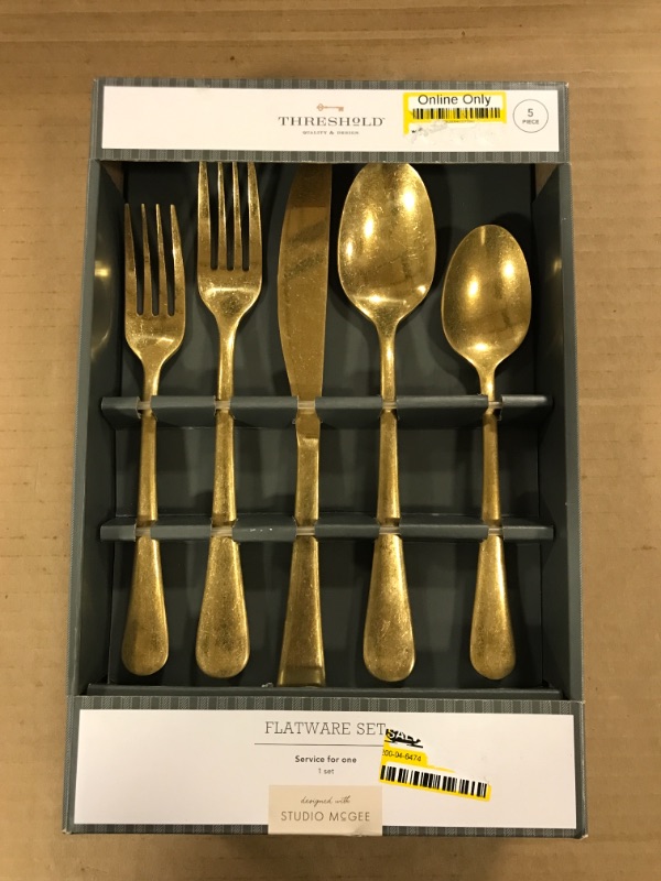 Photo 2 of 5pc Stainless Steel Flatware Set Gold - Threshold designed with Studio McGee