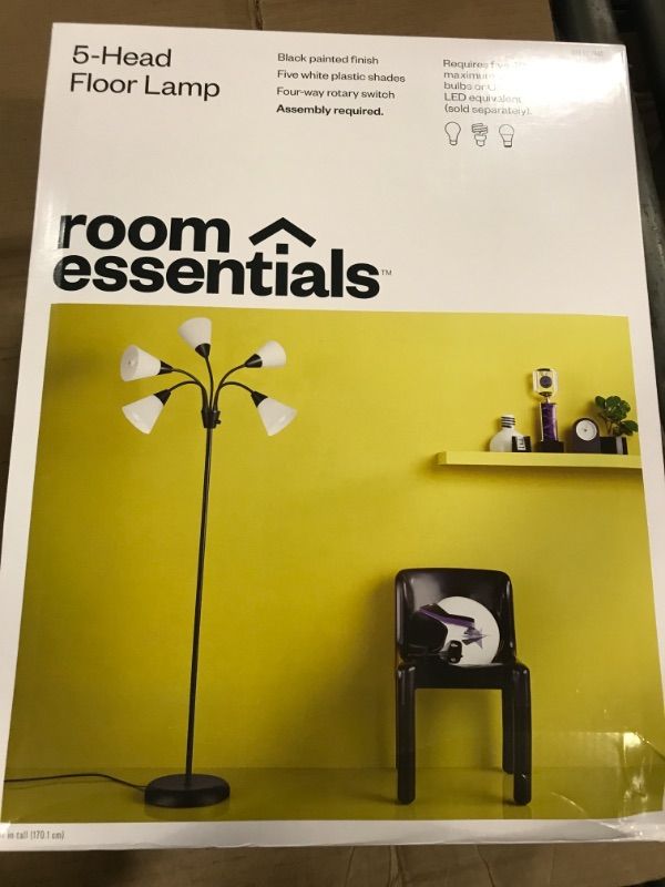 Photo 2 of 5 Head Floor Lamp Black - Room Essentials™