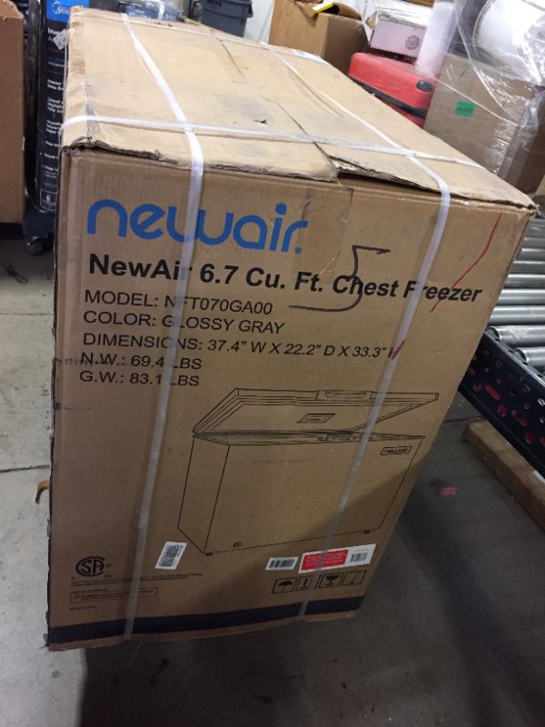 Photo 3 of NewAir 7 Cu. Ft. Compact Chest Freezer in Cool Gray, Digital Temperature Control, Fast Freeze Mode, Door Alarm, Wire Basket, Self-Diagnostic System, and LED Lighting

