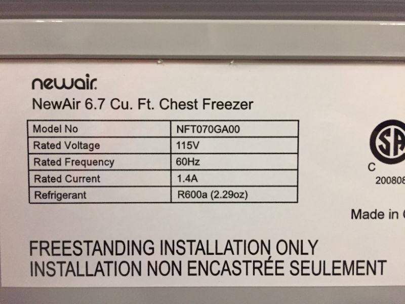 Photo 11 of NewAir 7 Cu. Ft. Compact Chest Freezer in Cool Gray, Digital Temperature Control, Fast Freeze Mode, Door Alarm, Wire Basket, Self-Diagnostic System, and LED Lighting

