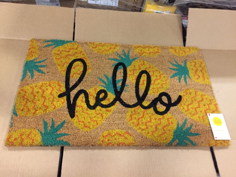 Photo 2 of 18in x 30'' in Hello Pineapples Doormat Yellow - Sun Squad