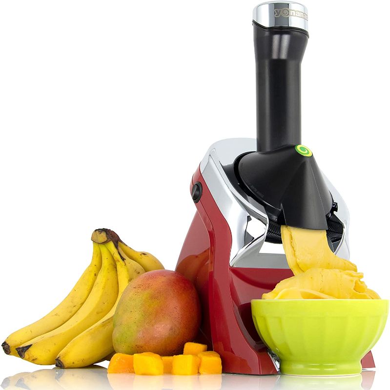 Photo 1 of Yonanas 988RD Deluxe Vegan Non-Dairy Frozen Fruit Soft Serve Dessert Maker, BPA Free, Includes 75 Recipes, 200 Watts, Red
