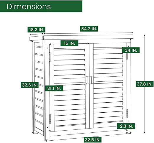 Photo 2 of  Outdoor 2 ft. 8in. x 3 ft. 2in. Wooden Storage Shed for Tools, Equipment, Garden Supplies, with Shelf, Waterproof Roof - HANWS0106-NAT