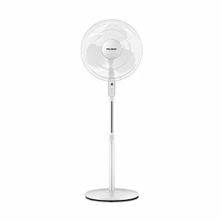 Photo 1 of PELONIS 2021 16'' Pedestal Remote Control Oscillating Stand Up Fan 7-Hour Timer, 3-Speed and Adjustable Height, PFS40A4BWW, 16-inch AC Motor, White
