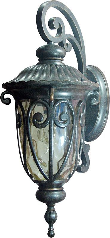 Photo 1 of AA Warehousing EL591MOR Hailee Exterior Outdoor Light Fixture Finish with Gold Stone Glass Medium, Oil Rubbed Bronze, Brown
