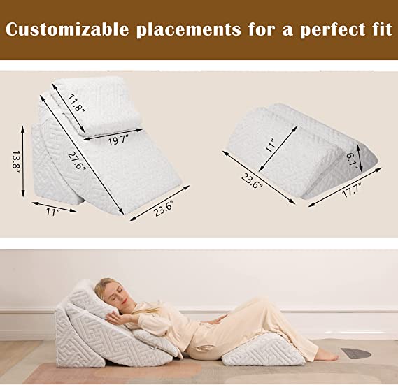 Photo 2 of Betterhood 5pcs Orthopedic Bed Wedge Pillow Set, Adjustable Memory Foam Pillows, Post Surgery Foam for Back Support, Neck and Leg Pain Relief, Acid Reflux, Snoring for Sleeping, Sitting Pillow