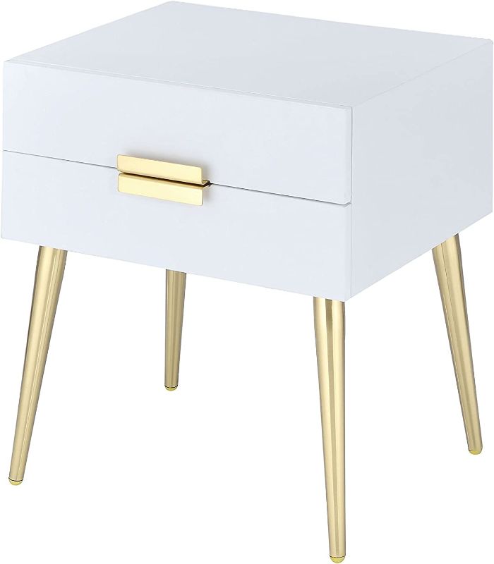 Photo 1 of ACME Furniture Denvor End Table, White/Gold

