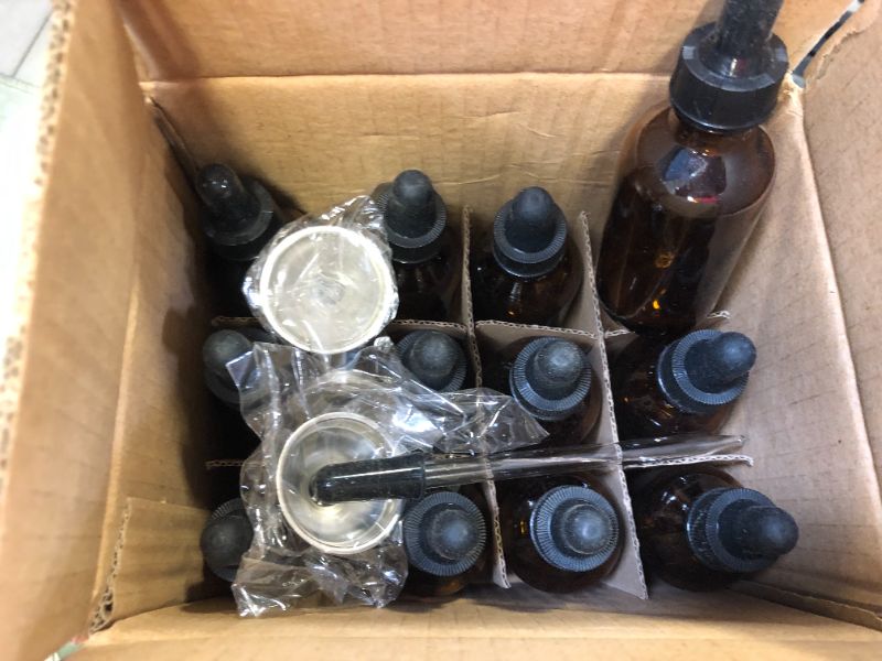 Photo 2 of 12, 1 oz Dropper Bottles for Essential Oils with 3 Stainless Steel Funnels & 1 Long Glass Dropper - 30ml Amber Glass Bottles with Eye Droppers - Tincture Bottles, Leak Proof Travel Bottles for Liquids
