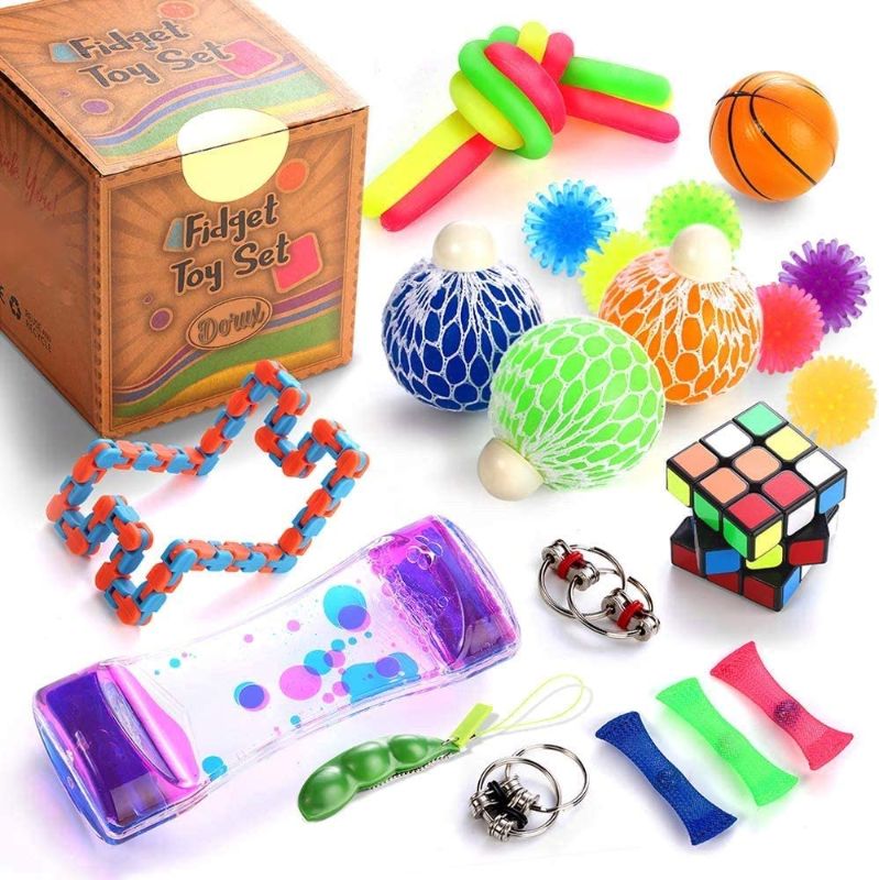 Photo 1 of 2x Sensory Fidget Toys Set 25 Pcs, Stress Relief and Anti-Anxiety Tools Bundle Toys Assortment, Stocking Stuffers for Kids Adults, Party Favors Carnival Prize Classroom Rewards
