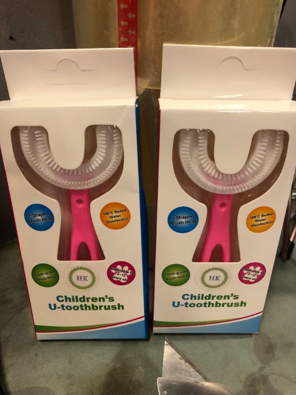 Photo 2 of 2x U-Shaped Tooth Brush (Long Tail, Pink)

