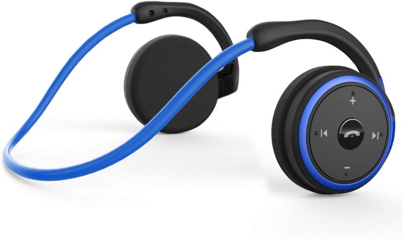 Photo 1 of Small Bluetooth Headphones Wrap Around Head - Sports Wireless Headset with Built in Microphone and Crystal-Clear Sound, Foldable and Carried in The Purse, and 12-Hour Battery Life, Blue
