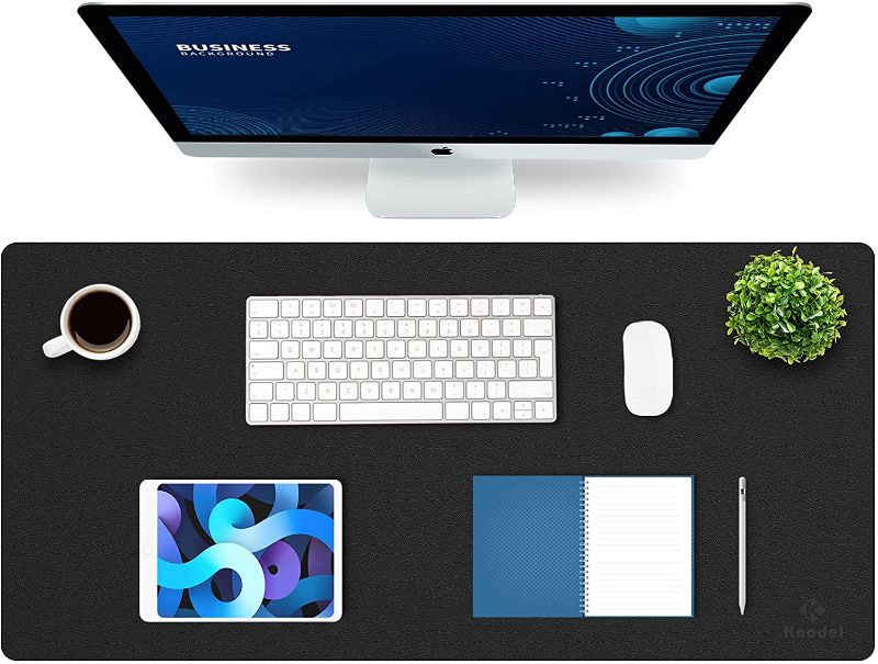 Photo 1 of K KNODEL Desk Mat, Mouse Pad, Desk Pad, Waterproof Desk Mat for Desktop, Leather Desk Pad for Keyboard and Mouse, Desk Pad Protector for Office and Home (Black, 35.4" x 17")
