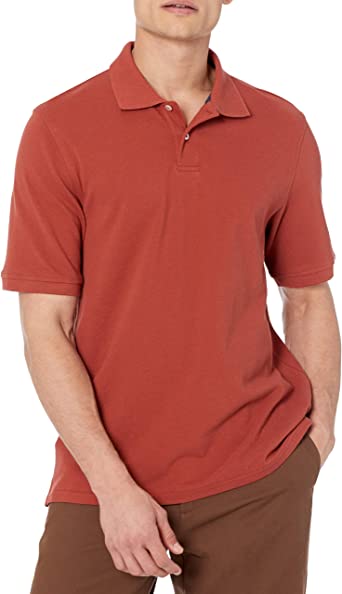 Photo 1 of Amazon Essentials Men's Regular-Fit Cotton Pique Polo Shirt
Color: Rust
Size:L