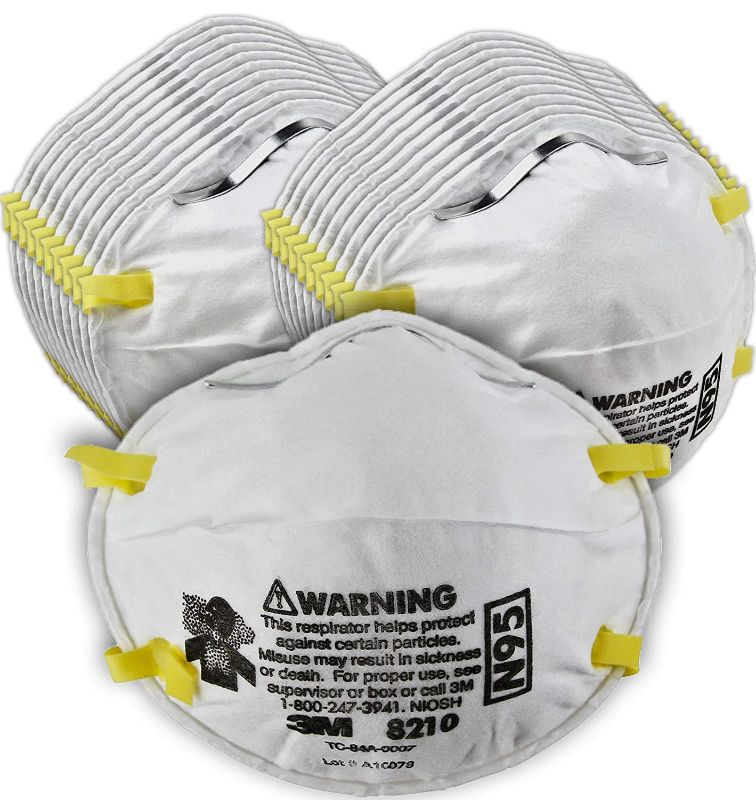 Photo 1 of 3M Personal Protective Equipment 8210 Particulate Respirator, N95, Pack of 20 Disposable Respirator, Two-Strap Cup Style Design, Lightweight with Cushioning Nose Foam, NIOSH Approved
