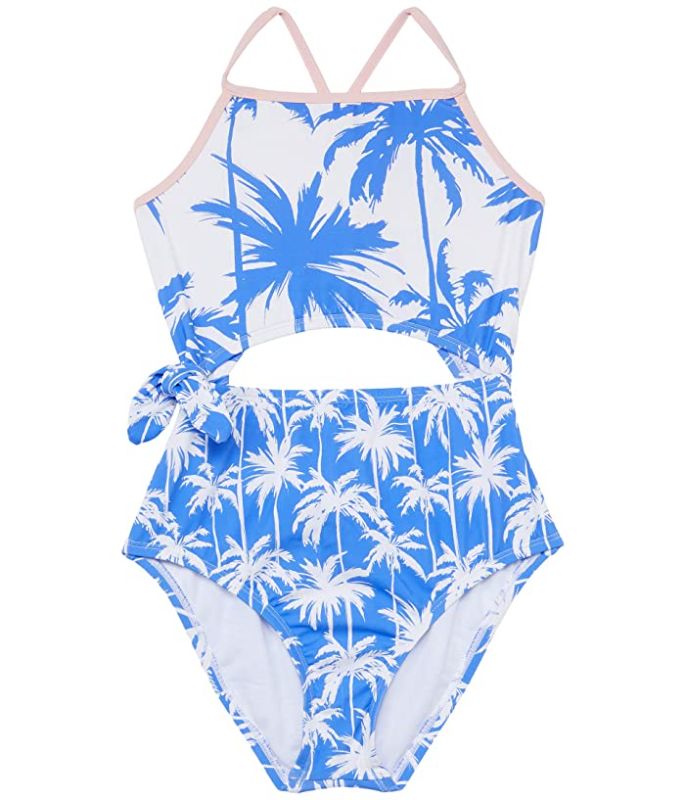 Photo 1 of Hobie Kids Miami Palm Keyhole Side Tie One-Piece Swimsuit (Big Kid) size 14 