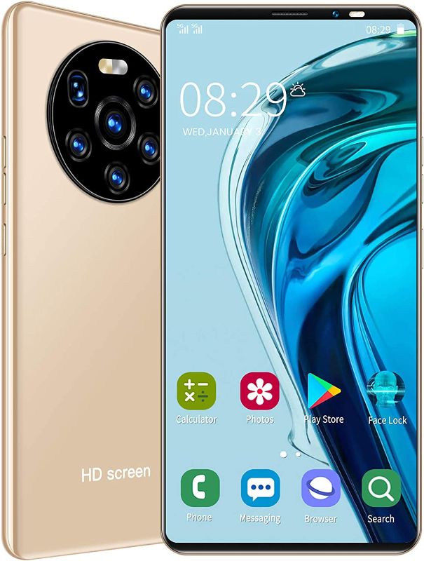 Photo 1 of LANDVO mate40 Pro Unlocked Smartphone, 5.45in 1+8GB HD Screen Phone Dual Card Dual Standby Smart Phone 128GB of Expandable Storage Android Cell Phone Face Recognition Fingerprint Mobile Phone(Gold)
