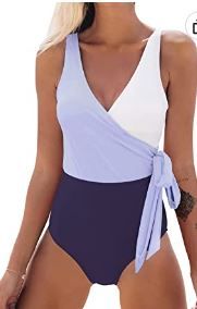 Photo 1 of CUPSHE Women's One Piece Swimsuit Wrap Color Block Tie Side Bathing Suit size M
